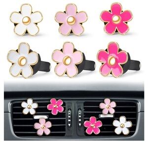 Floral Car Vent Clips - Pink and White